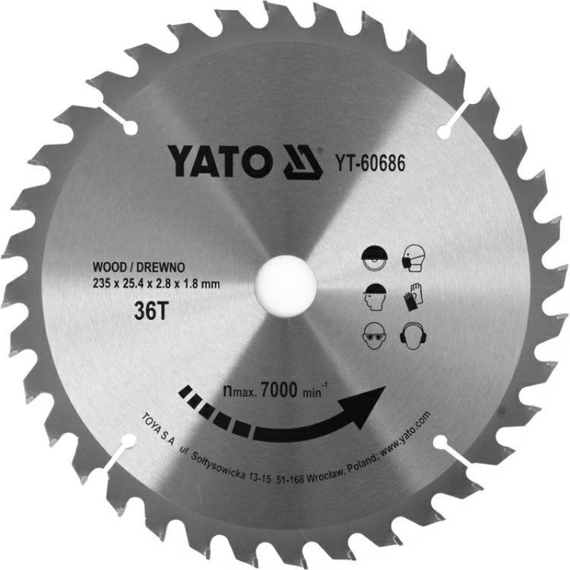 Yato Zāģripa kokam 235x25.4mm 36T TCT YT-60686 YATO