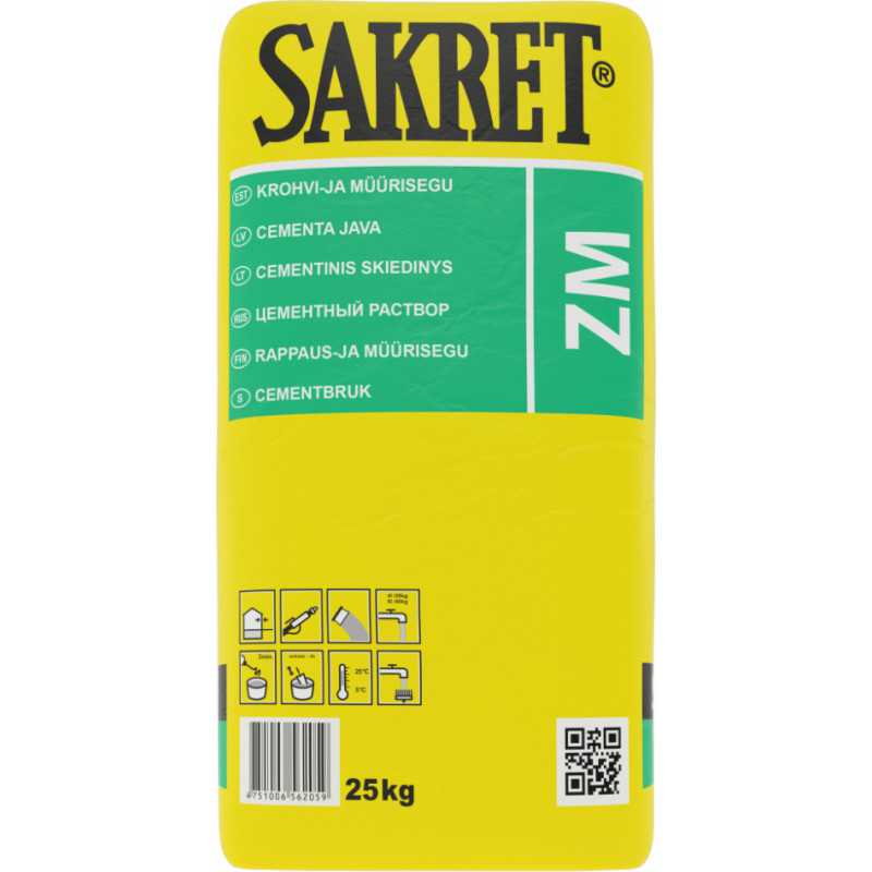 Sakret Cementa java SAKRET ZM M10 25KG - gab