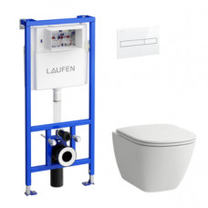 Laufen komplekts-pods ar SC vāku Lua Rimless, rāmis, taustiņš balts