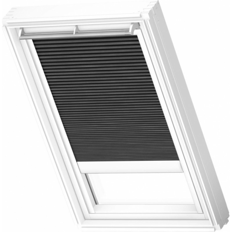 Velux FSC Energoefektīvās gaismu necaurlaidīgās žalūzijas ar solāro vadību, ar baltām sliedēm, PK06, 94x118cm, melnas