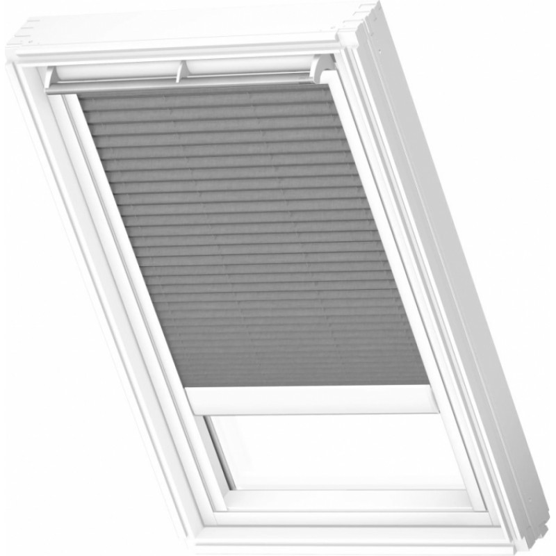 Velux FSL Plisētas jumta logu žalūzijas ar solāro vadību, ar baltām sliedēm, MK08, 78x140cm, pelēkas