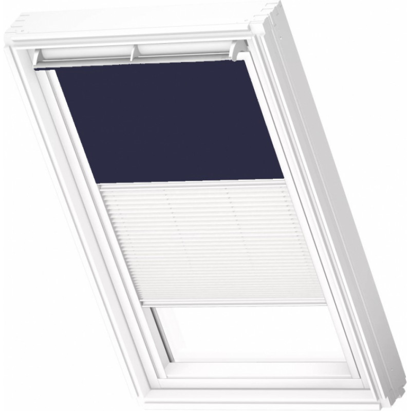 Velux DFD Duo Gaismu necaurlaidīgas jumta logu žalūzijas ar rokas vadību, ar baltām sliedēm, MK06, 78x118cm, tumši zilas