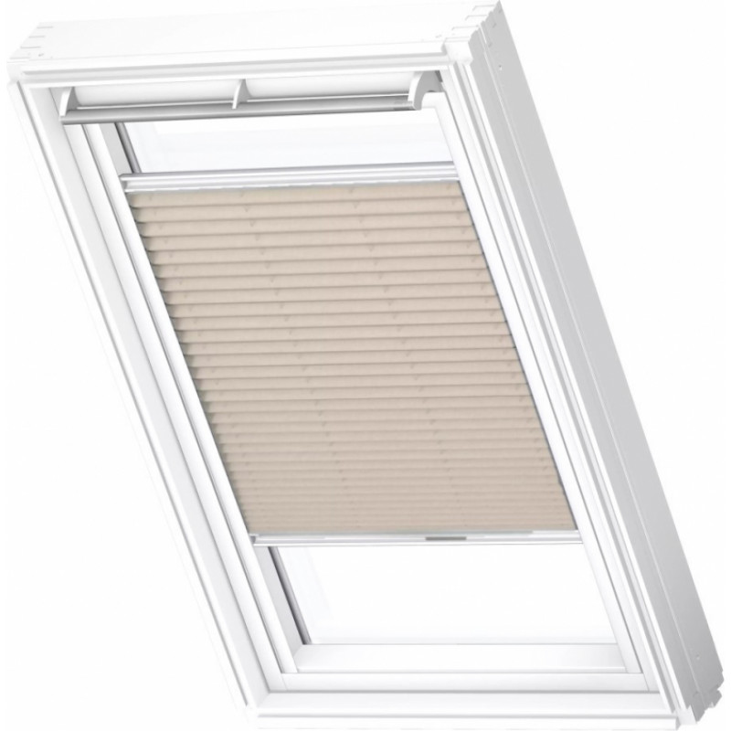 Velux FHL Plisētas jumta logu žalūzijas ar rokas vadību, ar baltām sliedēm, PK08, 94x140cm, bēšas