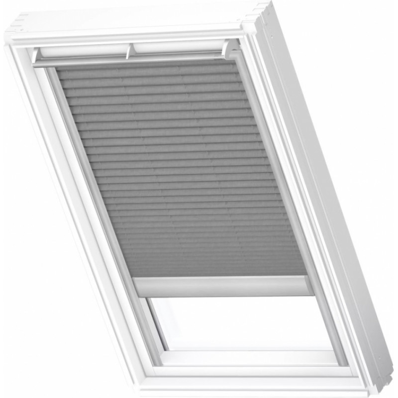 Velux FSL Plisētas jumta logu žalūzijas ar solāro vadību, ar alumīnija sliedēm, PK06, 94x118cm, pelēkas