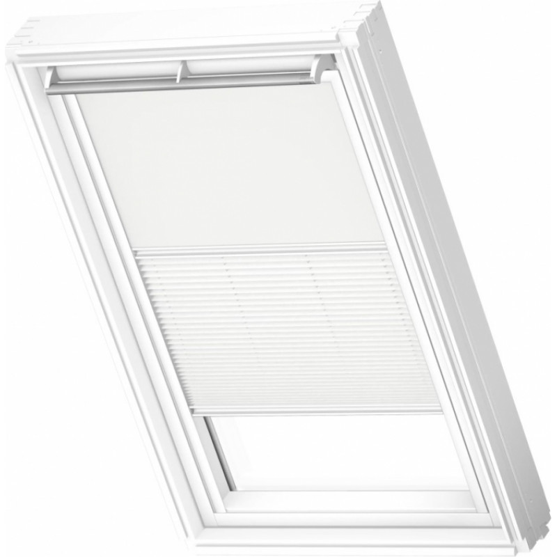 Velux DFD Duo Gaismu necaurlaidīgas jumta logu žalūzijas ar rokas vadību, ar baltām sliedēm, FK06, 66x118cm, baltas