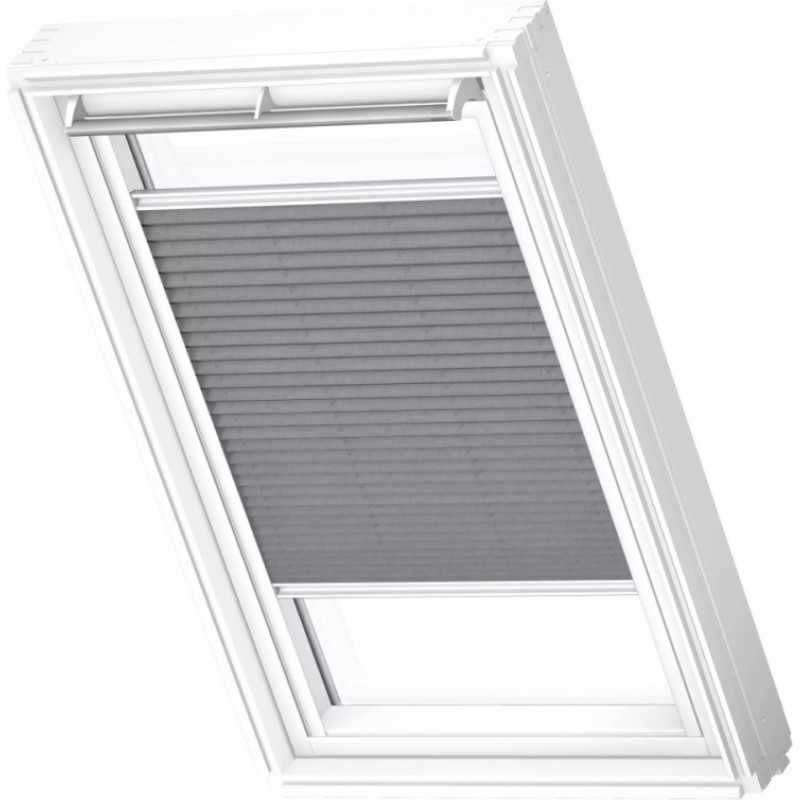 Velux FHL Plisētas jumta logu žalūzijas ar rokas vadību, ar baltām sliedēm, MK06, 78x118cm, pelēkas