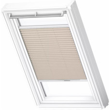 Velux FHL Plisētas jumta logu žalūzijas ar rokas vadību, ar baltām sliedēm, FK06, 66x118cm, bēšas