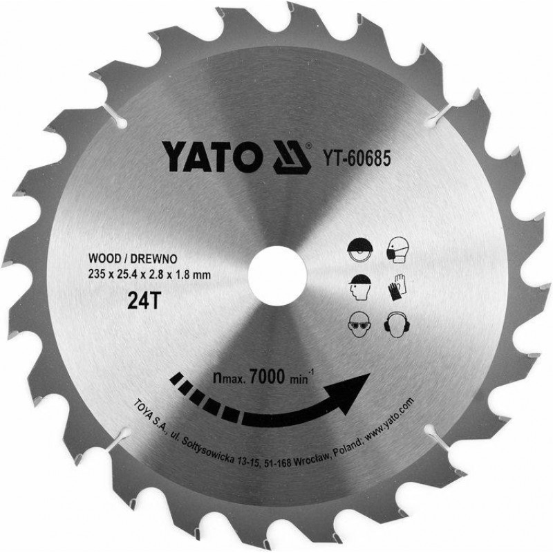 Yato Zāģripa kokam 235x25.4mm 24T TCT YT-60685 YATO