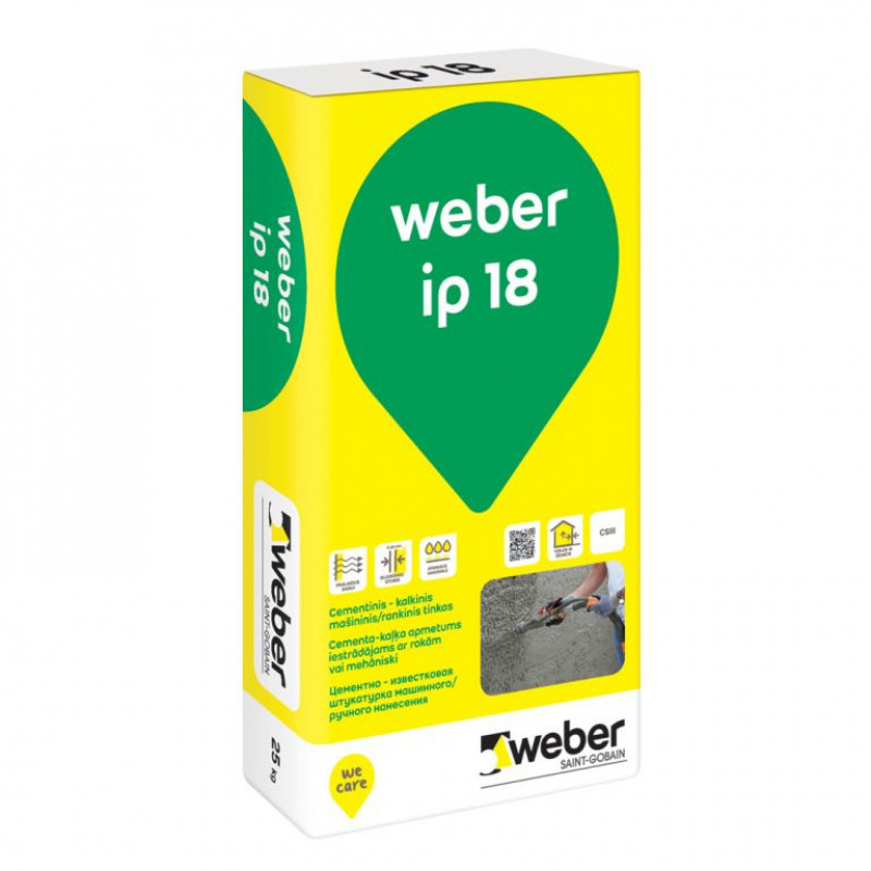 Weber Cementa kaļķa apmetums Weber  ip18 25 kg - gab.