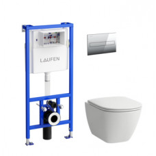 Laufen komplekts-pods ar SC vāku Lua Rimless, rāmis, taustiņš hroms