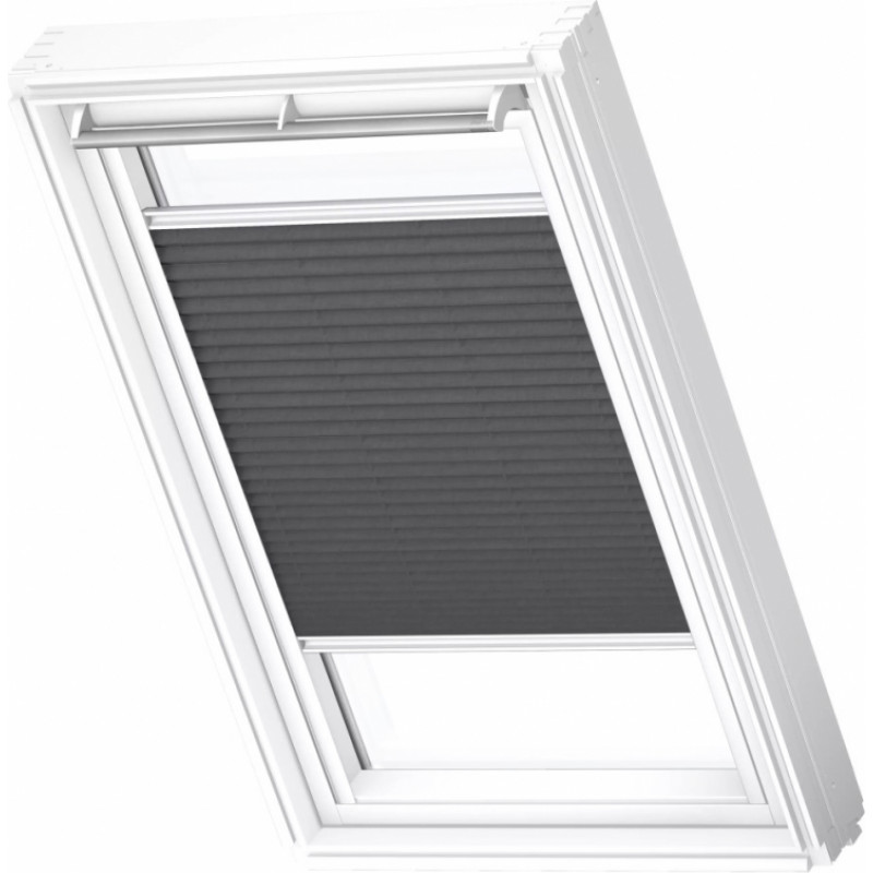 Velux FHL Plisētas jumta logu žalūzijas ar rokas vadību, ar baltām sliedēm, FK06, 66x118cm, grafīta