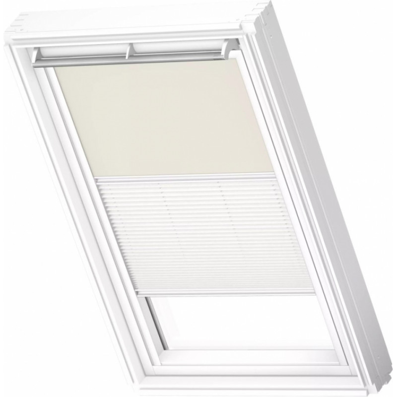 Velux DFD Duo Gaismu necaurlaidīgas jumta logu žalūzijas ar rokas vadību, ar baltām sliedēm, FK06, 66x118cm, bēšas