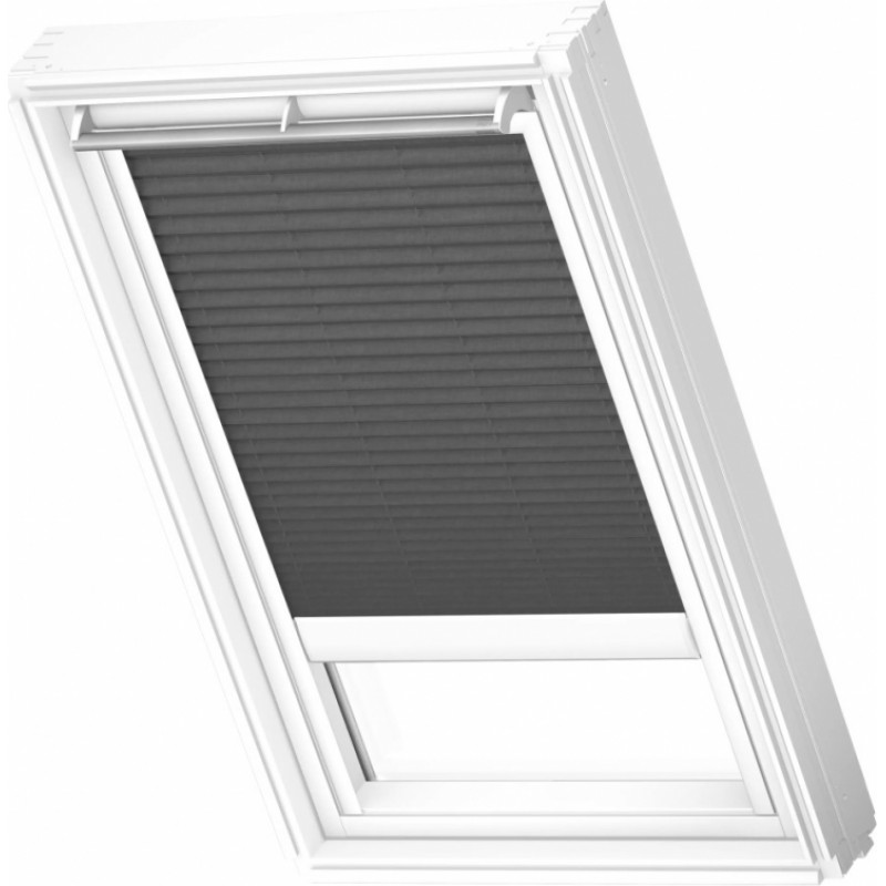 Velux FML Plisētas jumta logu žalūzijas ar elektrisko vadību, ar baltām sliedēm, MK08, 78x140cm, grafīta