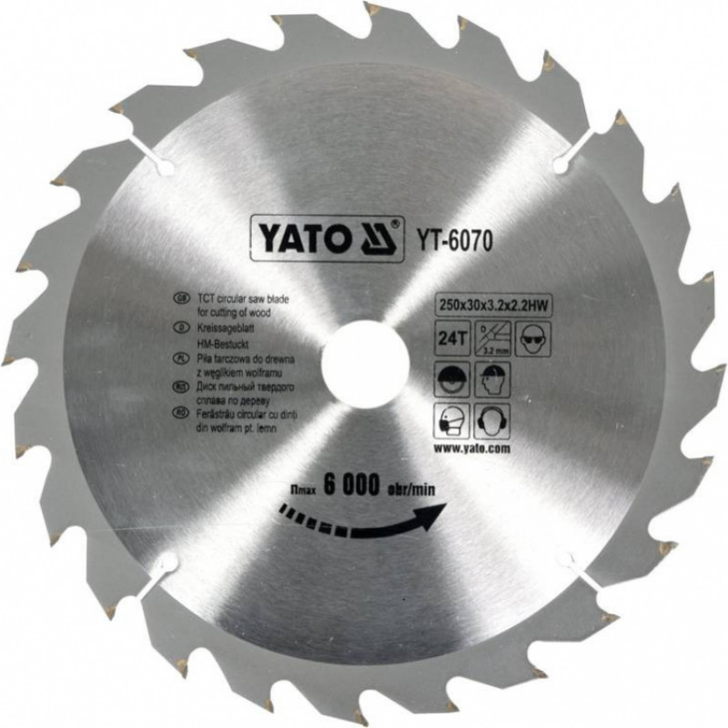 Yato Zāģripa kokam 250x30mm 24T TCT YT-6070 YATO