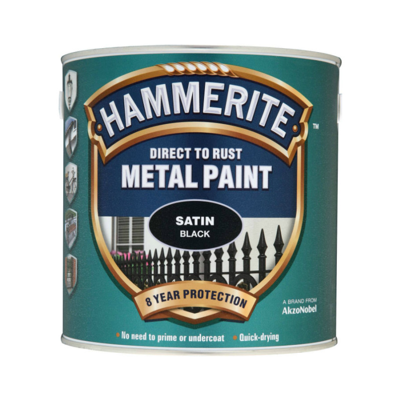 Hammerite Metāla aizsargkrāsa Hammerite Satin 0.25 L melna - gab