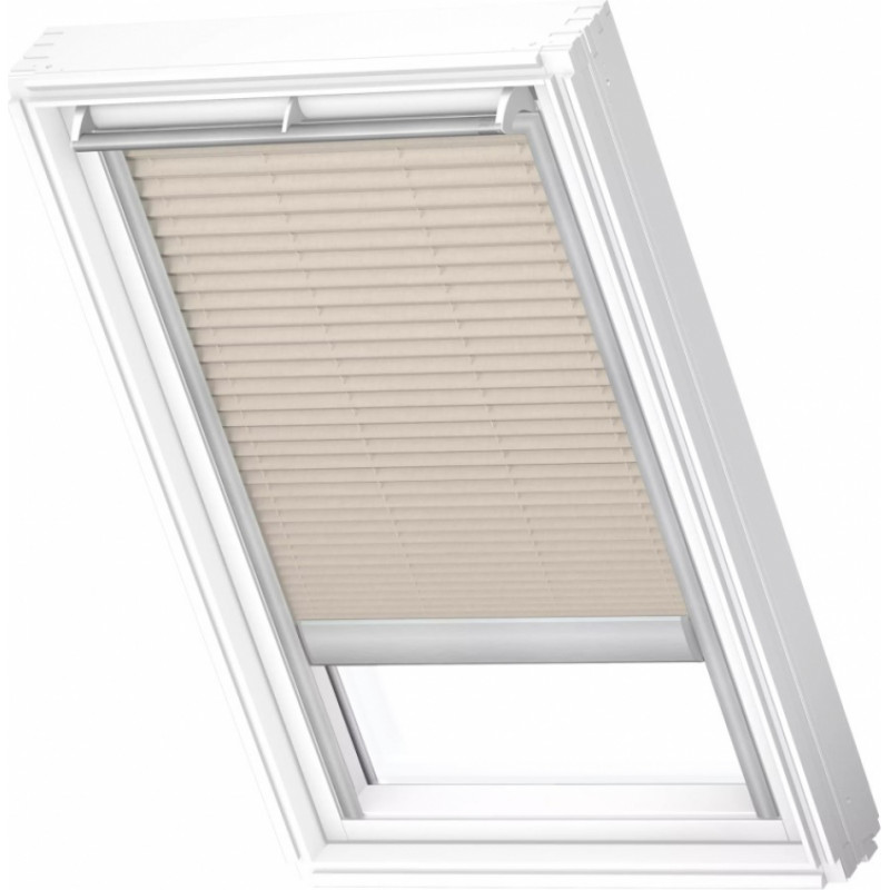 Velux FSL Plisētas jumta logu žalūzijas ar solāro vadību, ar alumīnija sliedēm, FK06, 66x118cm, bēšas