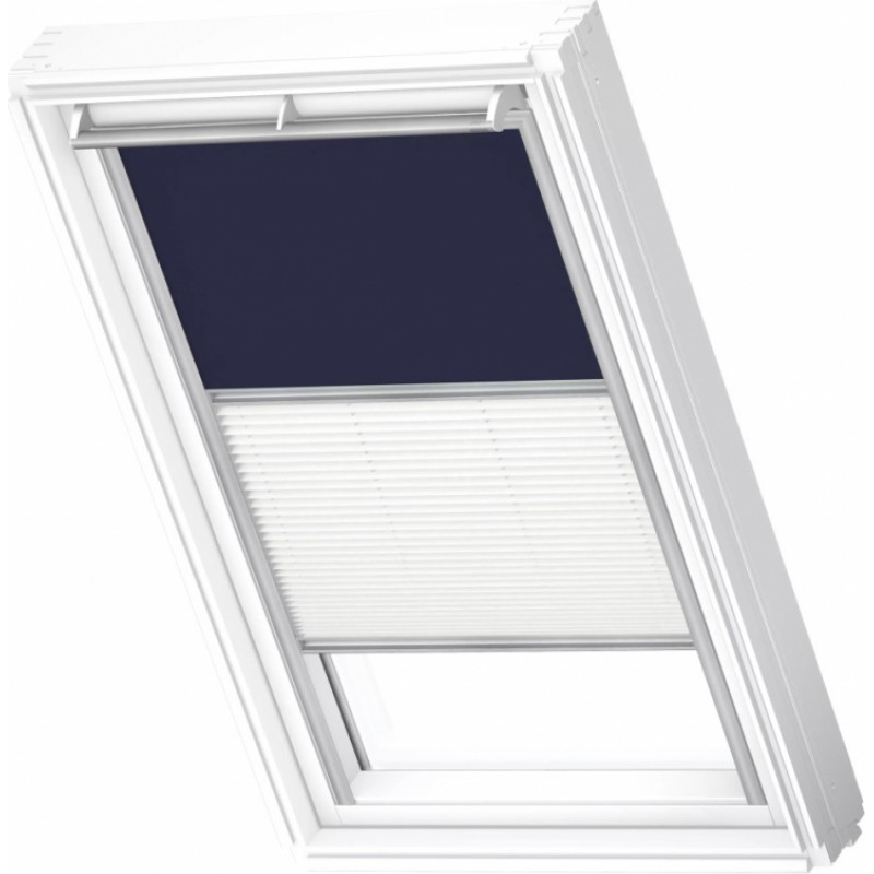 Velux DFD Duo Gaismu necaurlaidīgas jumta logu žalūzijas ar rokas vadību, ar alumīnija sliedēm, MK04, 78x98cm, tumši zilas