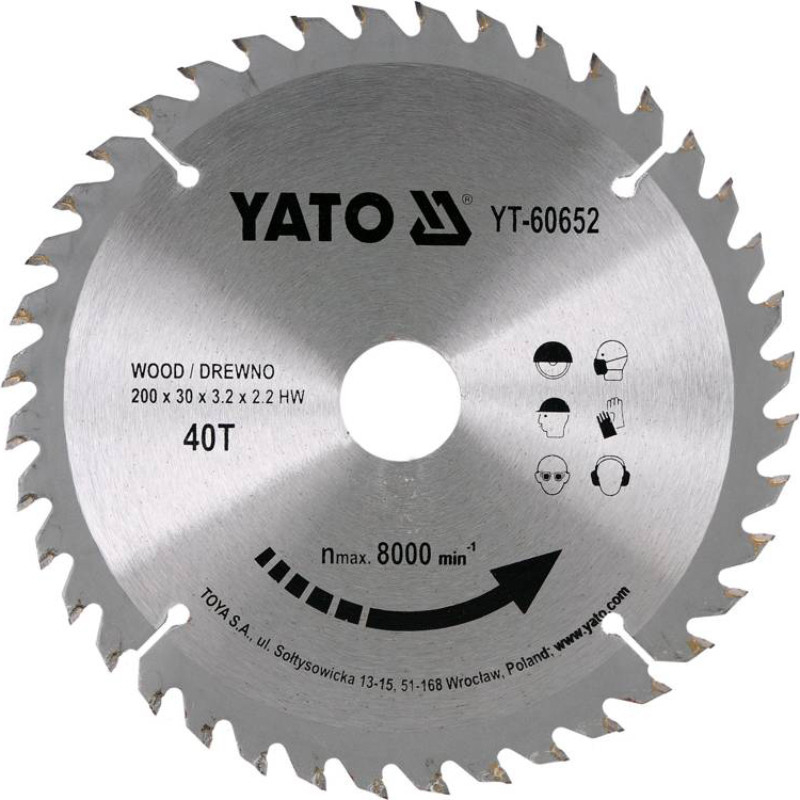 Yato Zāģripa kokam 200x30mm 40T TCT YT-60652 YATO