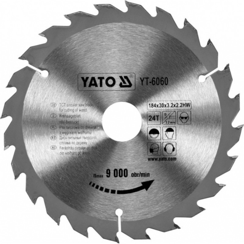 Yato Zāģripa kokam 184x30mm 24T TCT YT-6060 YATO