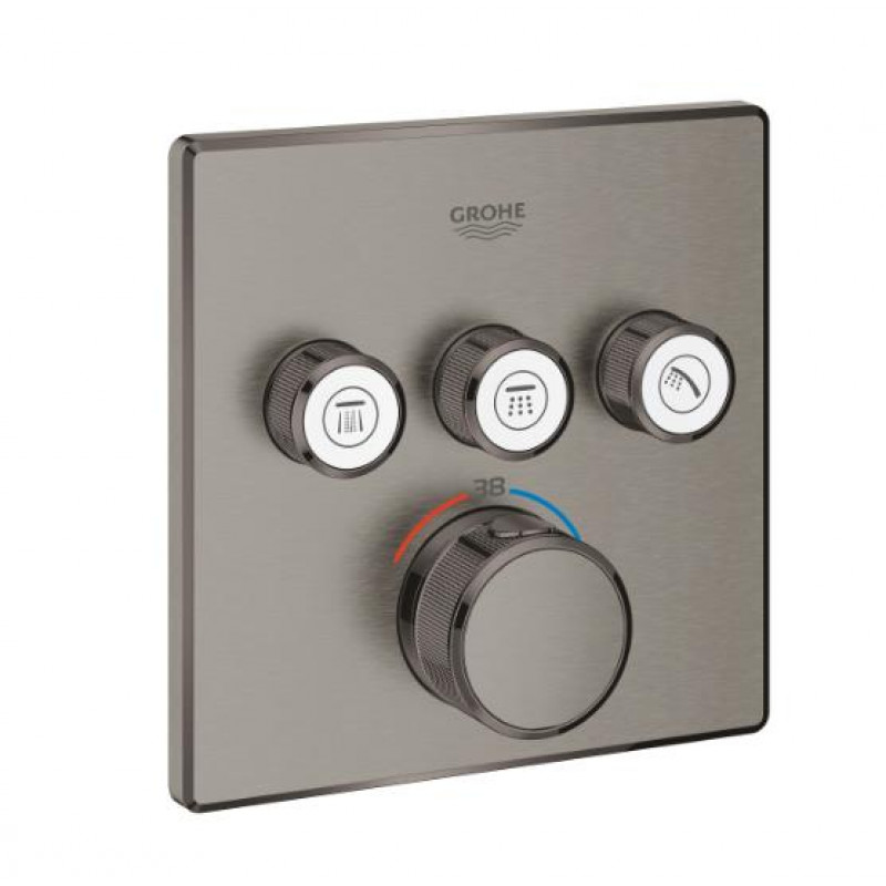 Grohe iebūvējamā dušas termostata SmartControl virsapmetuma daļa, ar 3 izejām, brushed hard graphite