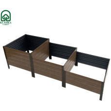 Paaugstinātā dārza dobe KLASIKA Woodlook trepjveida brūna 225x75 cm, h-50-40-30 cm / gab