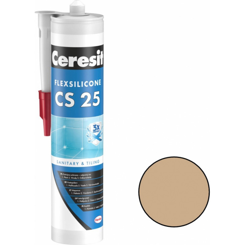 Ceresit CS 25 Sanitārais silikona hermētiķis, 280ml, toffi (44)