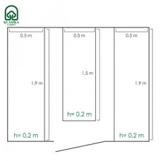 PAAUGSTINĀTO DOBJU KOMPLEKTS KLASIKA GARDEN SILTUMNĪCĀM 2,35 - 2,5M PLATUMĀ 4M GARUMĀ, dobju augstums 20 cm / gab