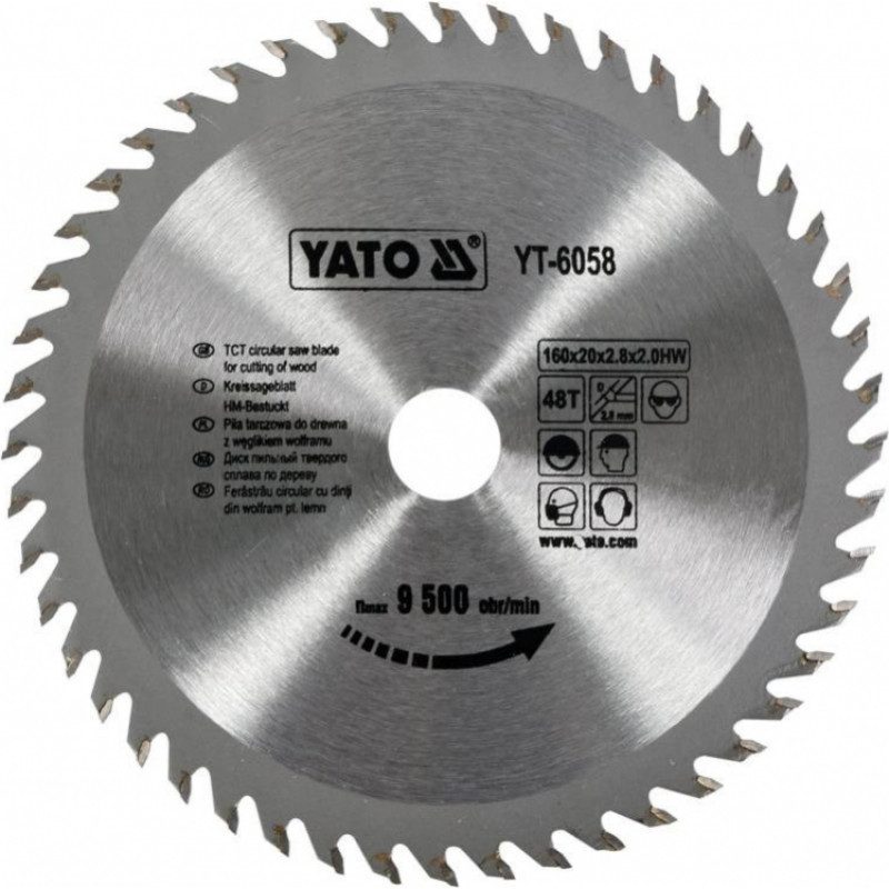 Yato Zāģripa kokam 160x20mm 48T TCT YT-6058 YATO