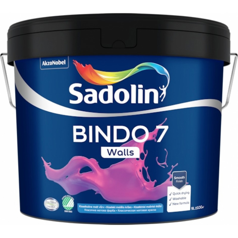 Sadolin Bindo 7 Klasiski matēta krāsa sienām BW 9L