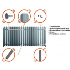 Profilēta metāla žoga štaketas ASTRA Poliesters divpusējs RAL7016 (glancēts poliesters antracīta pelēks) / m