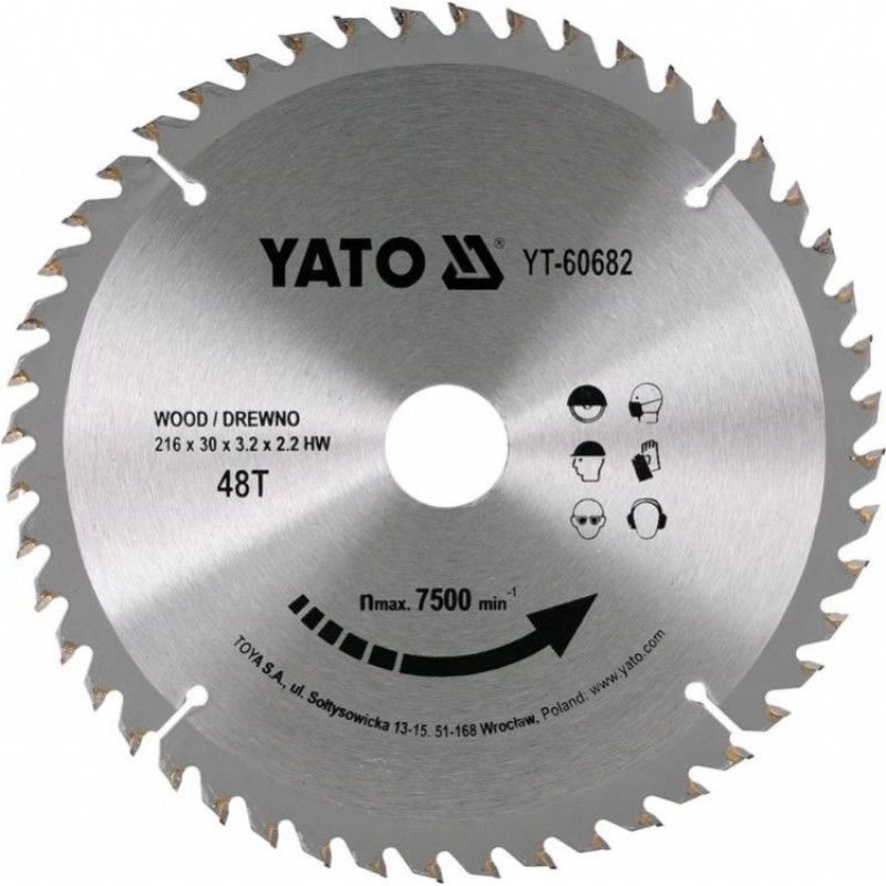 Yato Zāģripa kokam 216x30mm 48T TCT YT-60682 YATO