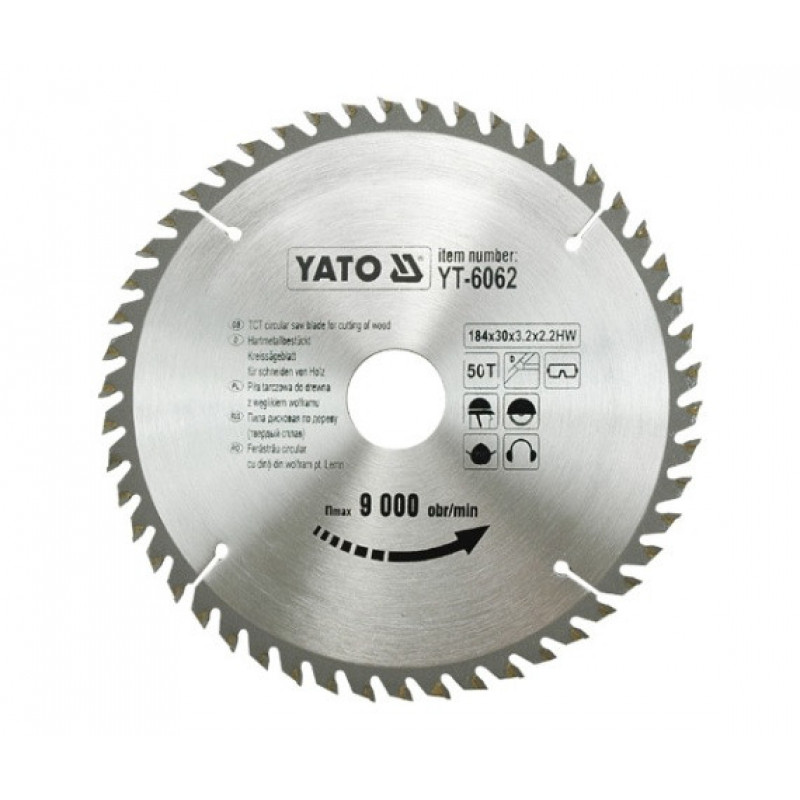 Yato Zāģripa kokam 184x30mm 50T TCT YT-6062 YATO