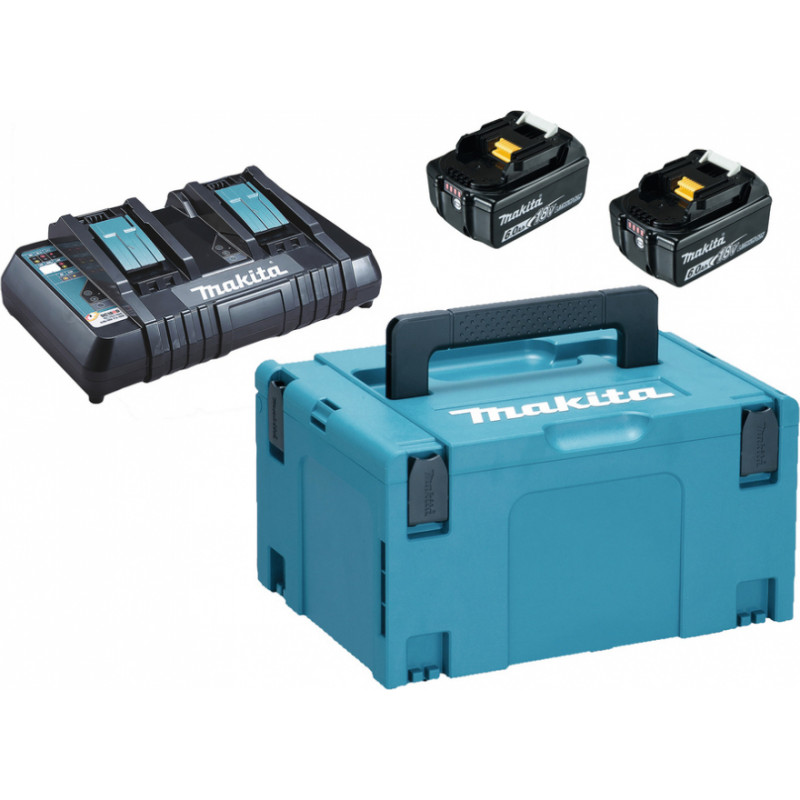 Makita Lādēšanas komplekts MAKITA MAKPAC 18V, 2x6.0Ah, 2XBL1860B, DC18RD, 198077-8 - gab