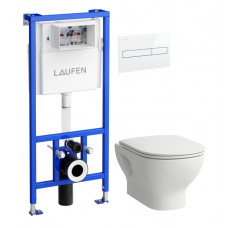 Laufen komplekts-pods ar SC vāku Lua Basic rimless, rāmis, taustiņš balts