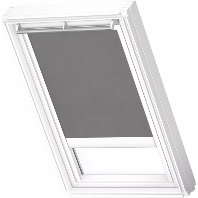 Velux RSL Jumta logu ruļļveida žalūzijas ar solāro vadību, ar baltām sliedēm, FK06, 66x118cm, pelēkas