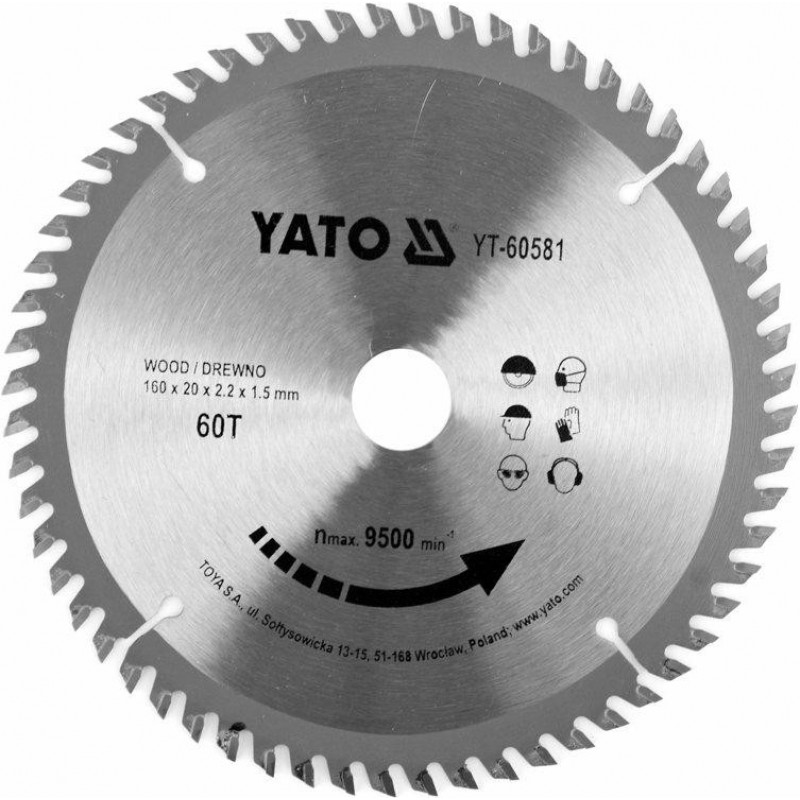 Yato Zāģripa kokam 160x20mm 60T TCT YT-60581 YATO