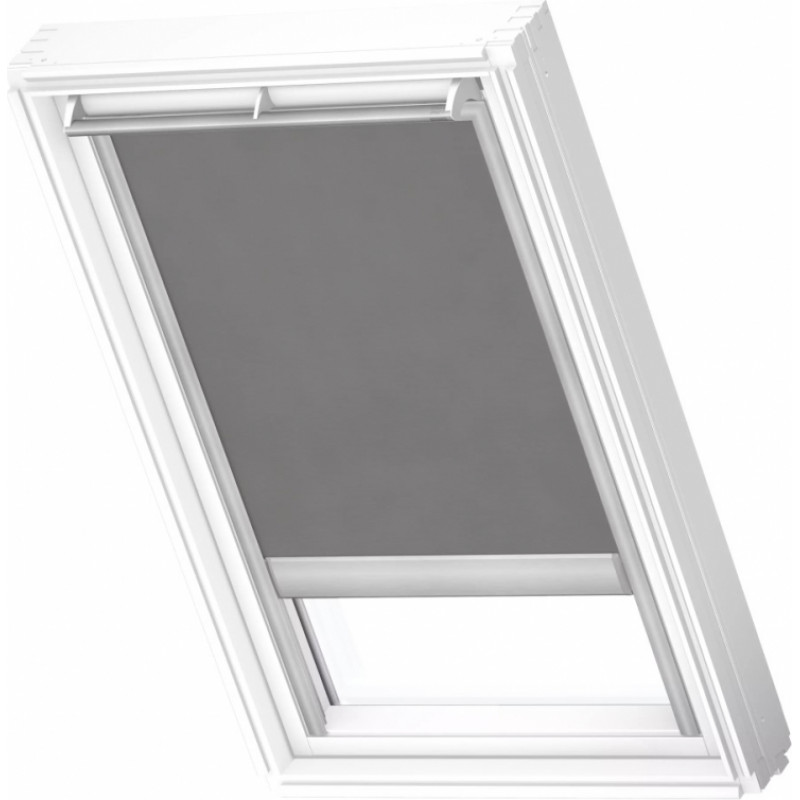 Velux RSL Jumta logu ruļļveida žalūzijas ar solāro vadību, ar alumīnija sliedēm, FK06, 66x118cm, pelēkas