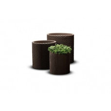 KETER S+M+L CYLINDER PLANTERS trīs puķu podu komplekts, brūns / gab