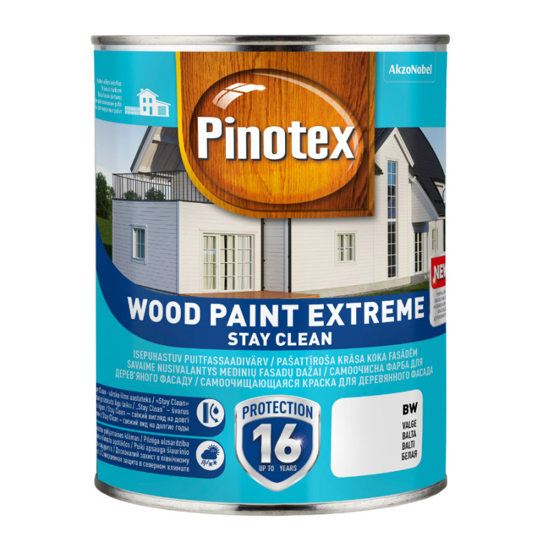 Pinotex Pašattīroša krāsa koka fasādēm Pinotex Wood Paint Extreme BW 1 L - gab