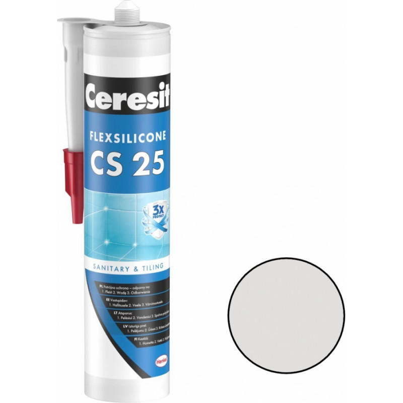 Ceresit CS 25 Sanitārais silikona hermētiķis, 280ml, carrara (03)