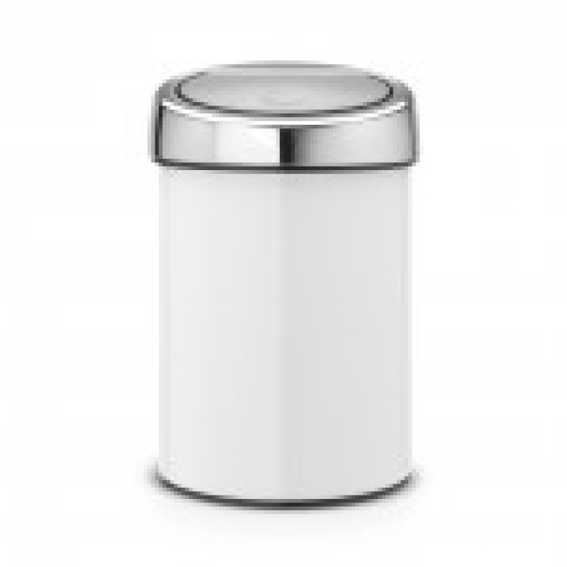 Brabantia atkritumu tvertne Touch Bin, 3l, balta/hroms