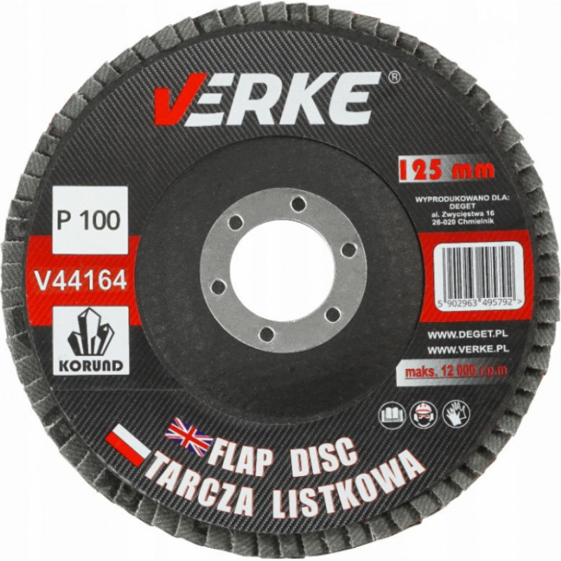 Verke Slīpējamais disks lapiņu 125mm G100 Standard V44164 VERKE