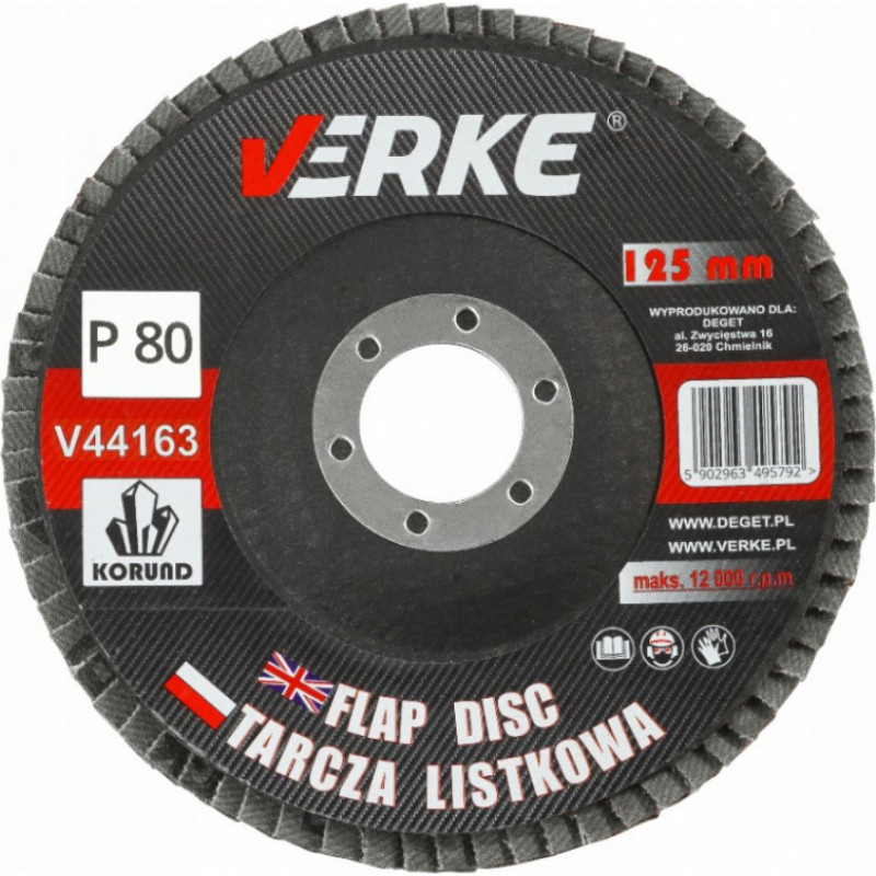 Verke Slīpējamais disks lapiņu 125mm G80 Standard V44163 VERKE