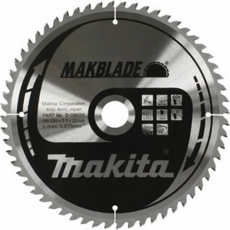 Makita Accessories Koka zāģripa MAKITA 260x30x2,3mm 80T 5°