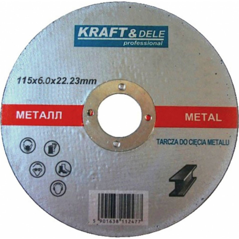 Kraftdele Slīpdisks met., tēraudam 115x6.0x22.23mm KD1942 KRAFT