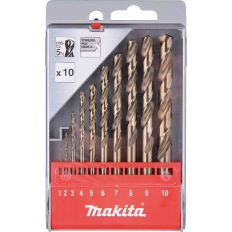 Makita Accessories Metāla urbju komplekts MAKITA HSS Co5 1–10 mm, 10 gab.