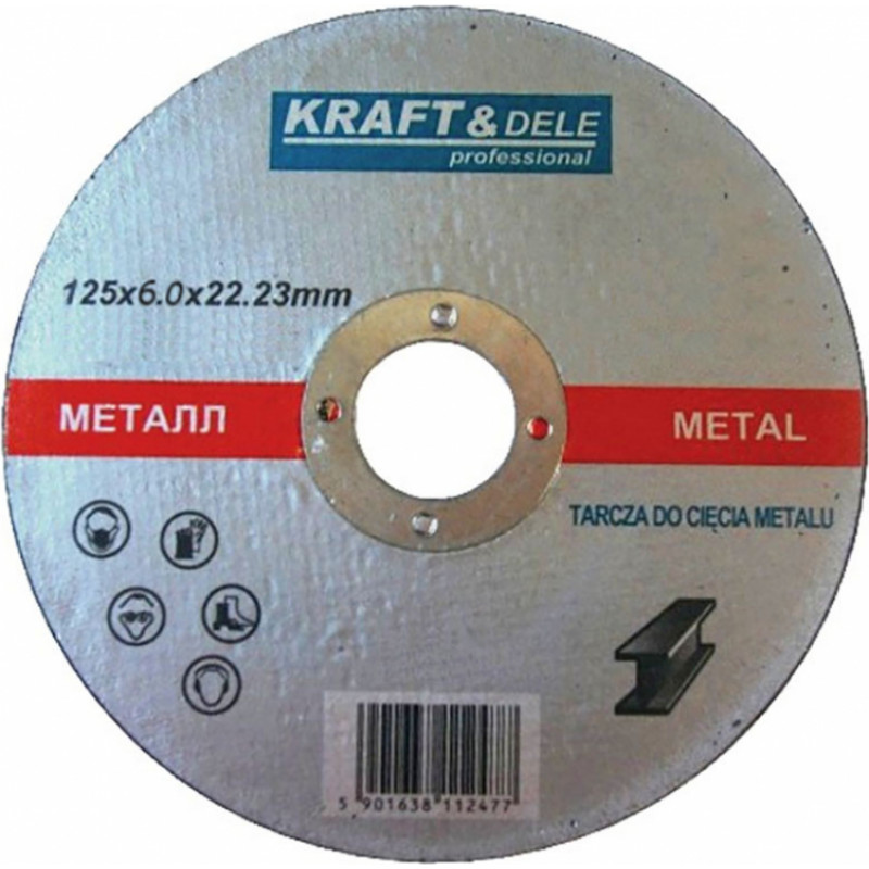 Kraftdele Slīpdisks met., tēraudam 125x6.0x22.23mm KD1945 KRAFT