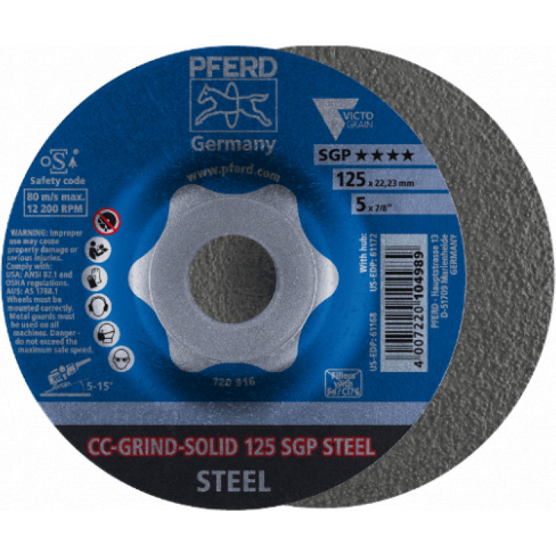 Pferd Slīpēšanas disks CC-Grind-Solid 125 SGP Steel Delta