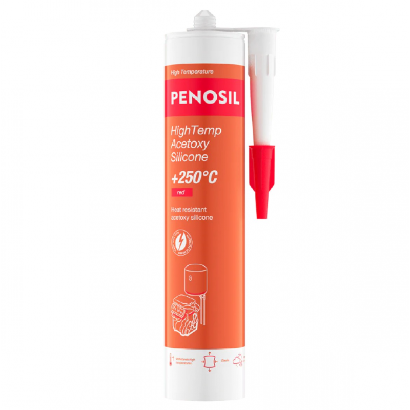 Penosil HighTemp Acetoxy Silicone 250°C Karstumizturīgs silikona hermētiķis 300ml sarkans