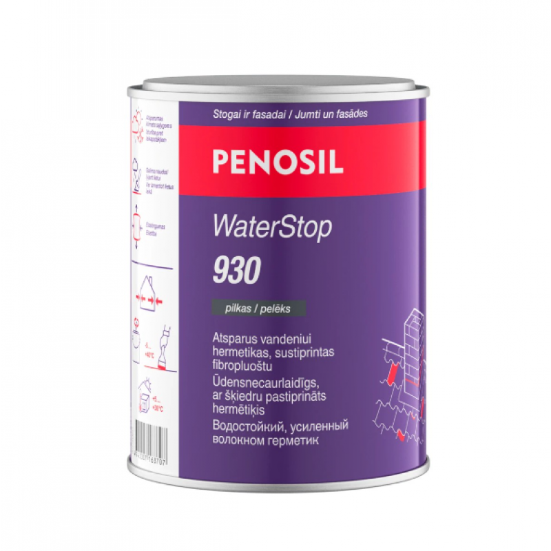 Penosil WaterStop 930 Sealant Ūdensnecaurlaidīgs, ar šķiedru armēts hermētiķis 1L pelēks